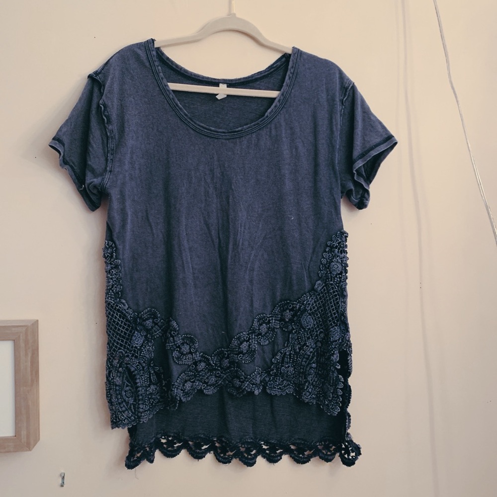 Free people blue detailed shirt size S